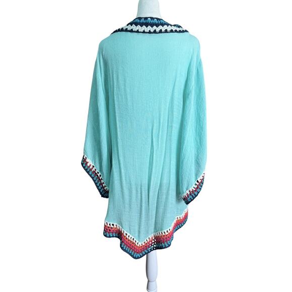 Boho Crochet Sheer Tunic Top Coverup Dress Festival Beachy Hippie Kaftan One Sz - Picture 5 of 10